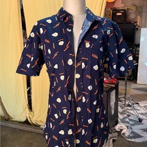 Abound Navy Blue Fun Breakfast Print Men's Shirt